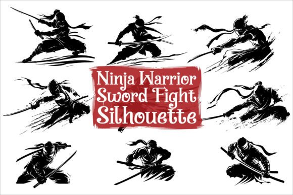 Download Samurai Ninja Sword Battle Silhouettes - Premium Resources