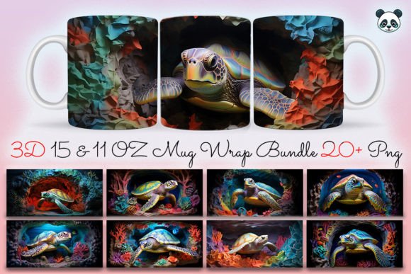 Download 3D Sea Turtle Mug Wrap Bundle - Sea turtle Collection