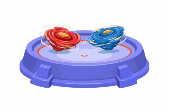 Download Colorful Spinning Top Battle in Arena. - Premium Resources