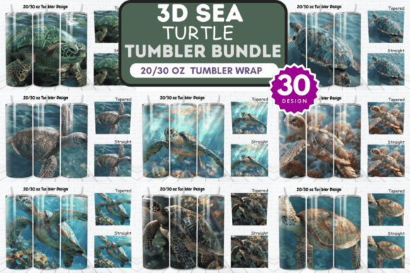 Download 3D Sea Turtle Tumbler Wrap Bundle - Sea turtle Collection
