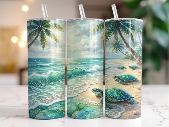 Download Tropical Beach Sea Turtle Tumbler Wraps - Sea turtle Collection