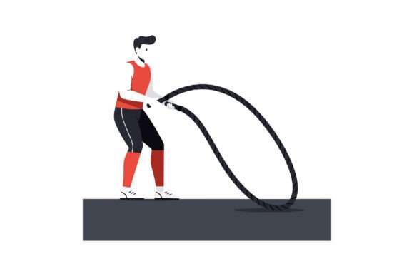 Download Man Exercising with Battle Ropes in Fitn - Premium Bundle