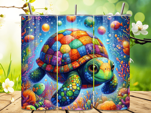 Download Watercolor Patchwork Sea Turtle Tumbler - Sea turtle Collection