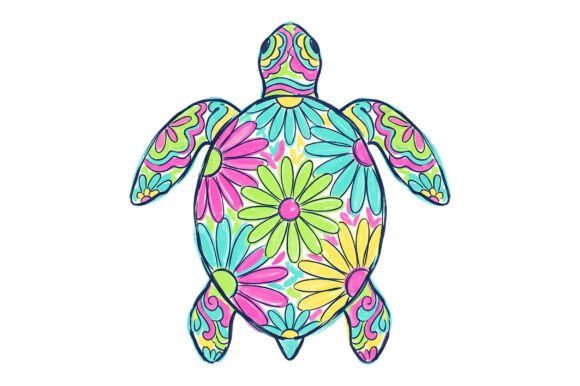 Download Boho Floral Sea Turtle PNG - Sea turtle Collection