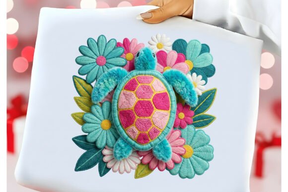 Download 3D Faux Yarn Floral Sea Turtle Png - Sea turtle Collection