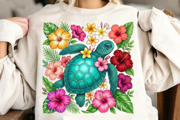 Download Floral Sea Turtle Summer PNG - Sea turtle Collection