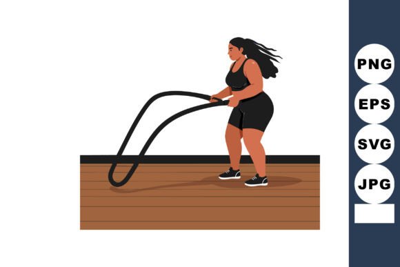 Download Woman Exercising with Battle Ropes on Wo - Premium Resources