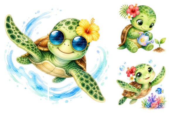 Download Cute Sea Turtle Clipart, Tropical PNG - Sea turtle Collection