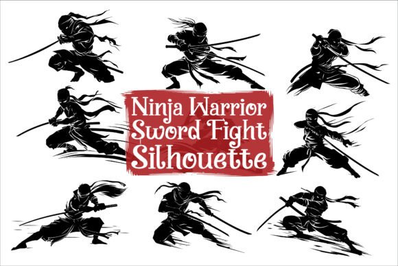 Download Samurai Ninja Sword Battle Silhouettes - Premium Resources