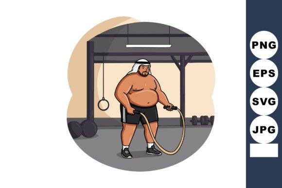 Download Overweight Man Exercising with Battle Ro - Premium Resources