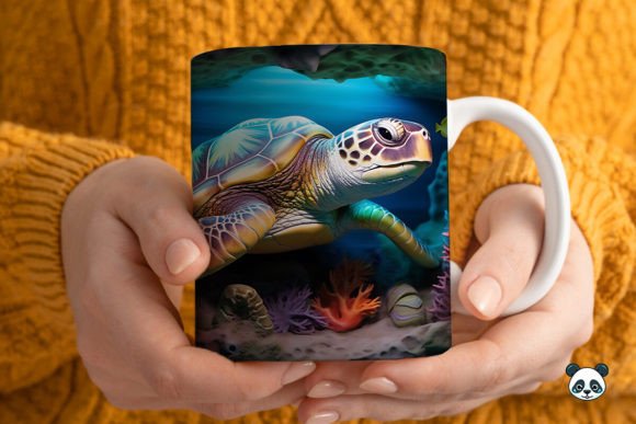 Download 3D Sea Turtle Mug Wrap Sublimation - Sea turtle Collection
